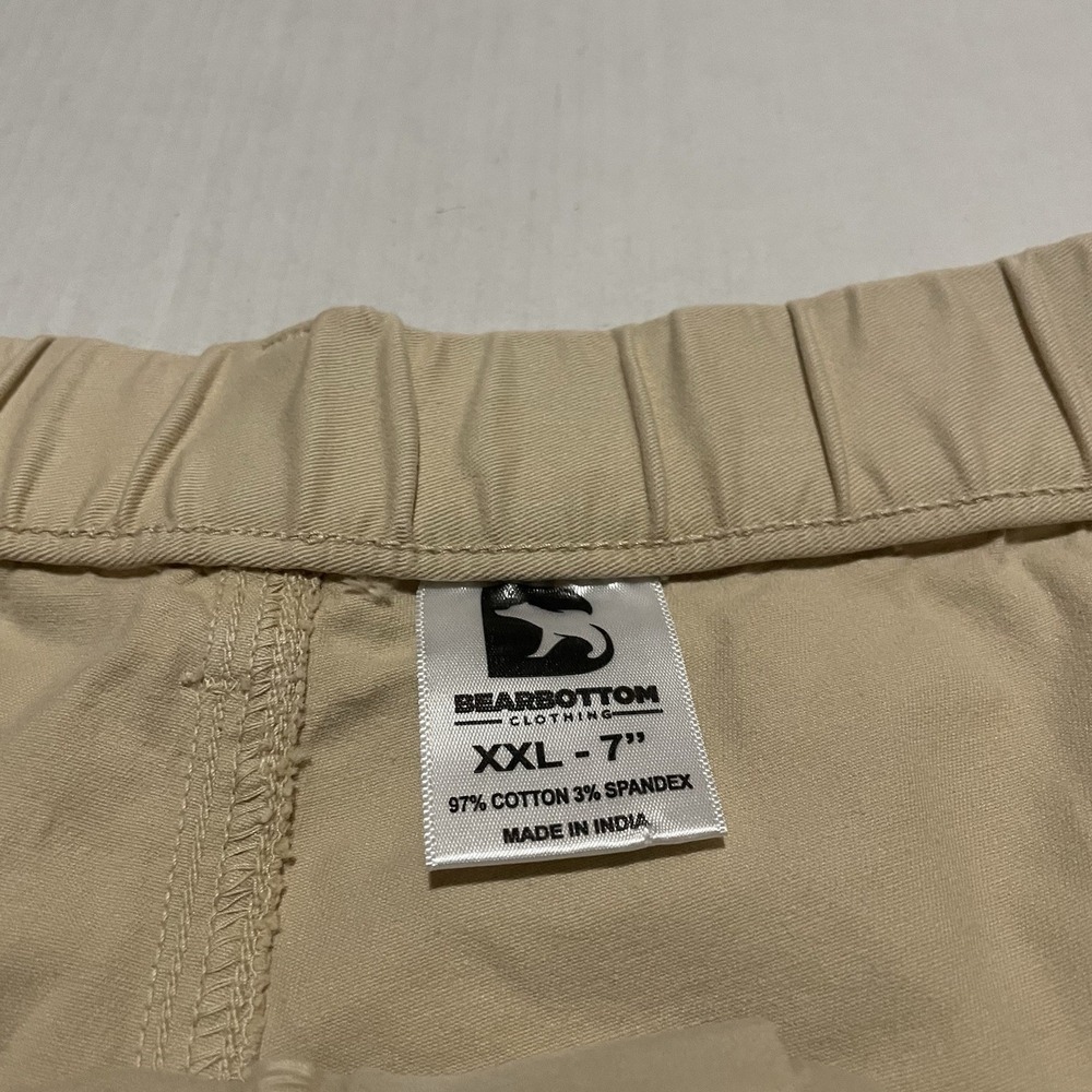 BearBottom Clothing Chino Shorts Mens 2XL Stretch Waist 7" Inseam Beige - Picture 2 of 5